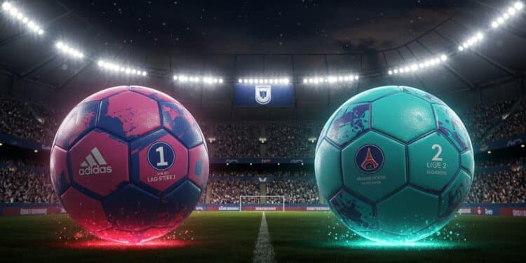 Nouveaux Ballons Ligue 1 et Ligue 2 Dévoilés - Viral Mag Découvrez les nouveaux ballons de la Ligue 1 et Ligue 2 pour 2025 2026 design audacieux couleurs vibrantes et innovations Plongez dans lunivers du foot Viral Mag