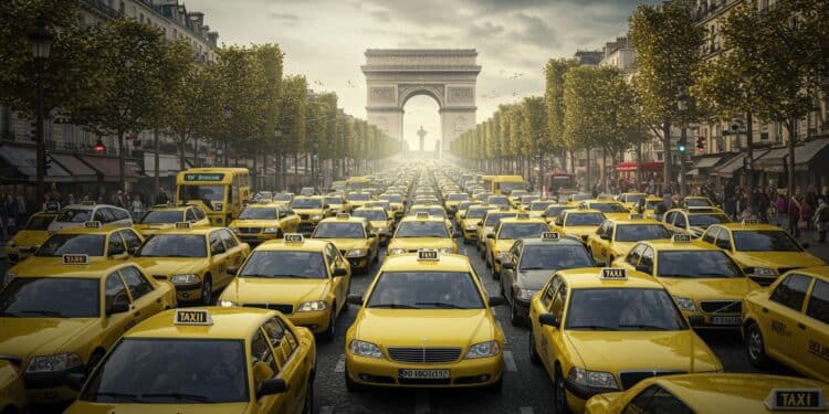 Opérations Escargots : Taxis Bloquent Paris - Viral Mag Taxis parisiens mènent des opérations escargots contre les nouveaux tarifs sanitaires Quels impacts sur la circulation à Paris Découvrez tout Viral Mag