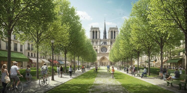 Paris : L’Île de la Cité Se Transforme en Oasis Verte - Viral Mag Le quai aux Fleurs à Paris devient plus vert avec des arbres et des pistes cyclables Découvrez la transformation de lÎle de la Cité Viral Mag