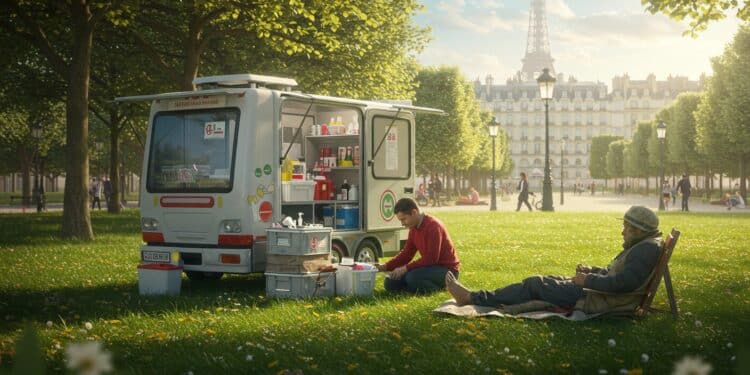 Paris : Soigner les Pieds des Sans-Abri - Viral Mag À Paris un homme aide les sans abri en soignant leurs pieds abîmés avec un atelier mobile Découvrez son action solidaire et son impact Viral Mag