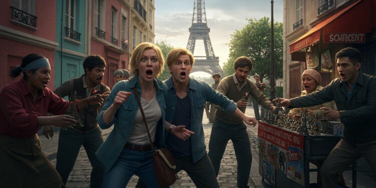 Paris : Touristes Agressés par des Vendeurs Ambulants - Viral Mag Deux touristes américains attaqués à Paris par des vendeurs à la sauvette près de la Tour Eiffel Découvrez les détails de cet incident rare et ses implications Viral Mag