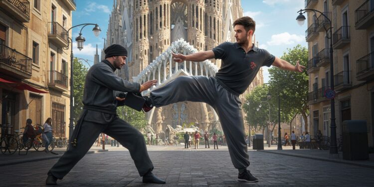 Pickpocket Neutralisé à Barcelone : Kung-Fu en Action - Viral Mag À Barcelone un photographe repousse des pickpockets avec une prise de kung fu Découvrez cette histoire virale et ses implications   Viral Mag