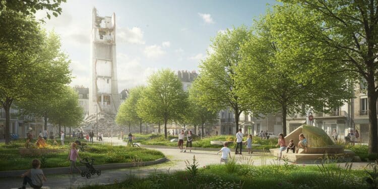 Pontoise : La Tour Fontaine Cède Place à un Square - Viral Mag Pontoise transforme la tour Fontaine en un square verdoyant privilégiant la nature en ville Découvrez ce projet de dédensification urbaine   Viral Mag