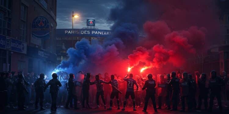PSG-Arsenal : Tensions Avant la Demi-Finale - Viral Mag Scènes de chaos près du Parc des Princes avant PSG Arsenal Supporters fumigènes et CRS que sest il passé Découvrez les détails de cette soirée électrique Viral Mag