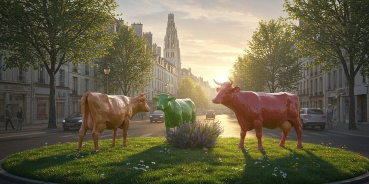 Les statues de vaches symboles de Rouen retrouvent leur rond point après sept ans Découvrez leur histoire et leur message   Viral Mag