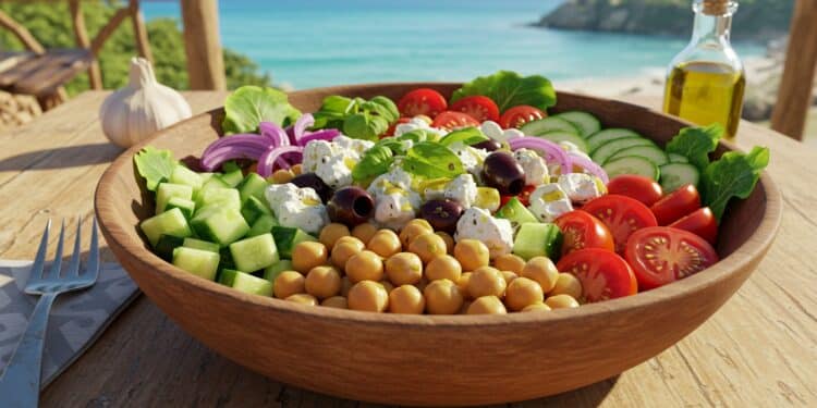 Découvrez une salade méditerranéenne aux pois chiches olives et feta Recette facile saine et savoureuse parfaite pour un repas léger    Viral Mag