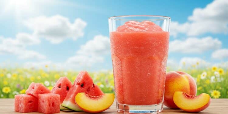 Smoothie Melon-Pêche : Boostez Votre Santé - Viral Mag Découvrez le smoothie melon pêche riche en protéines et sans sucres ajoutés idéal pour la santé et le bien être Une recette simple et savoureuse Viral Mag