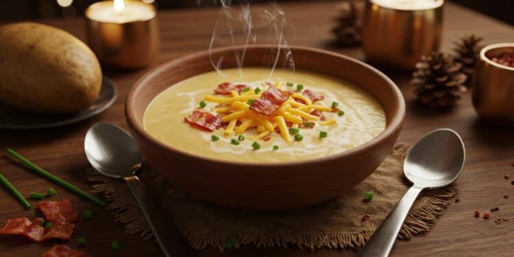 Soupe de Pommes de Terre : Recette Gourmande - Viral Mag Découvrez une recette de soupe de pommes de terre savoureuse inspirée des baked potatoes avec bacon et cheddar Parfaite pour lhiver Viral Mag