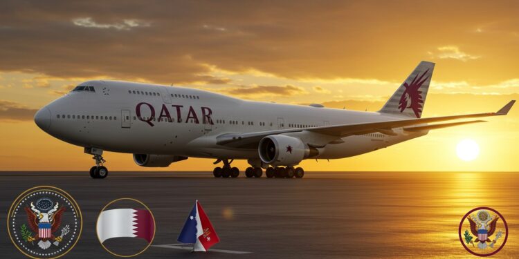 Trump Accepte un Avion de Luxe du Qatar - Viral Mag Donald Trump pourrait adopter un Boeing 747 800 offert par le Qatar comme nouvel Air Force One Une décision légale mais controversée Découvrez les détails Viral Mag
