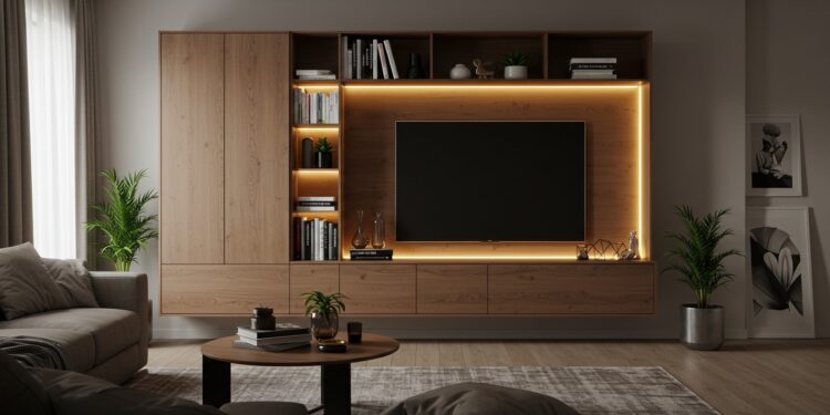 Cacher Sa Télévision : 5 Astuces Déco Ingénieuses - Viral Mag 5 idées créatives pour dissimuler votre télévision et sublimer votre salon  meubles panneaux murs foncés tableaux ou systèmes escamotables   Viral Mag