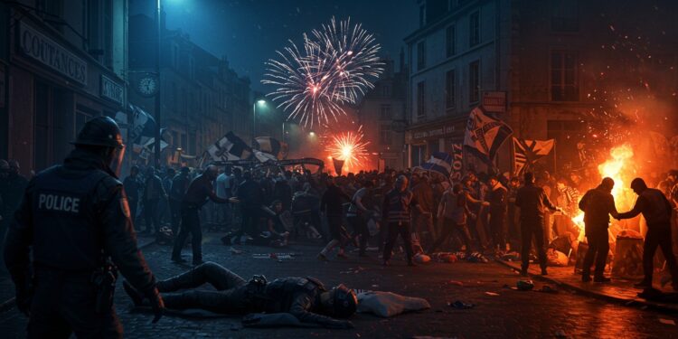 Célébrations PSG : Violence et Chaos à Coutances - Viral Mag À Coutances les célébrations de la victoire du PSG tournent au drame  tirs de mortiers policier grièvement blessé Découvrez les détails de cet incident choquant   Viral Mag