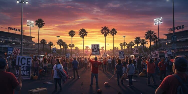 Dodgers et Immigration : Un Conflit à Los Angeles - Viral Mag Les Dodgers refusent laccès à leur parking à la police migratoire déclenchant un débat à Los Angeles Découvrez les tensions et réactions Viral Mag