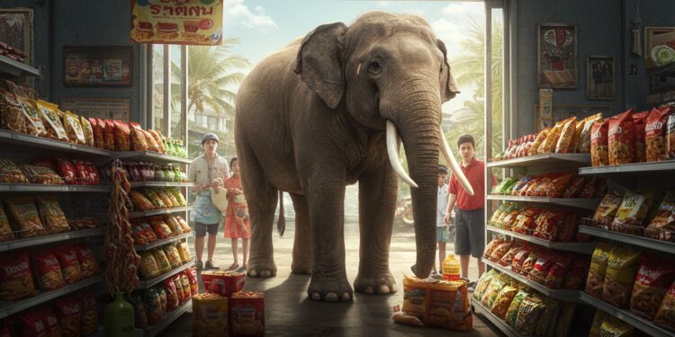 Éléphant en Ville : Aventure Insolite en Thaïlande - Viral Mag Un éléphant sauvage sème lémoi en entrant dans un magasin thaïlandais Découvrez cette histoire insolite et les enjeux de cohabitation avec la faune Viral Mag