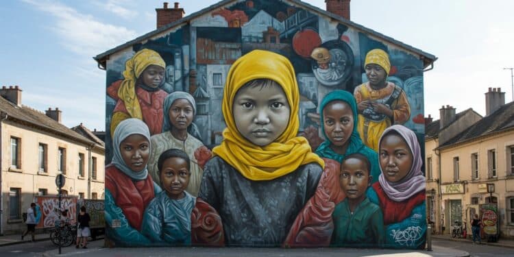 Une fresque à Vénissieux suscite la controverse  voile absence de visages et financement public en débat Découvrez les enjeux   Viral Mag