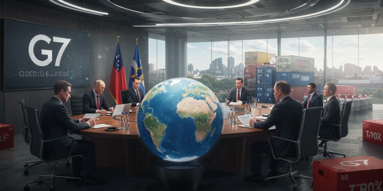 G7 Presse Trump Sur Sa Guerre Commerciale - Viral Mag Les dirigeants du G7 exhortent Trump à freiner sa guerre commerciale Quels impacts sur léconomie mondiale  Découvrez les tensions et négociations   Viral Mag