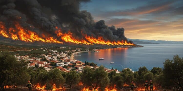 Incendie Près d’Athènes : Évacuations et Lutte Acharnée - Viral Mag Violent incendie près dAthènes évacuations massives habitations détruites et pompiers mobilisés face à des vents violents La situation reste critique Viral Mag