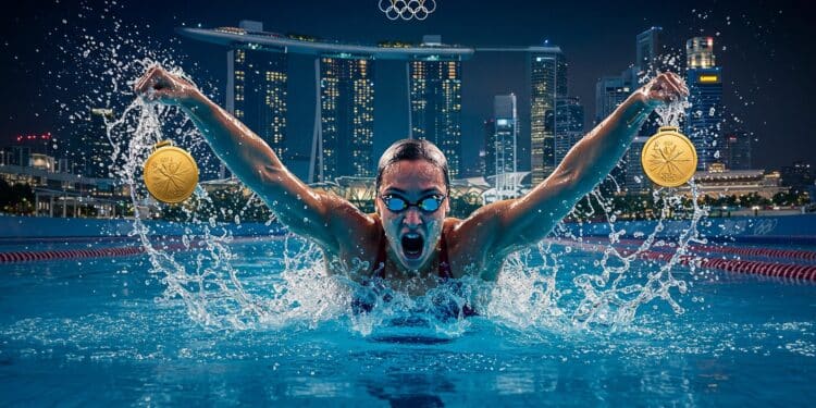 Katie Ledecky Visera Trois Titres Aux Mondiaux - Viral Mag Katie Ledecky star de la natation cible 400 m 800 m et 1 500 m aux Mondiaux de Singapour Découvrez ses ambitions et la sélection US   Viral Mag
