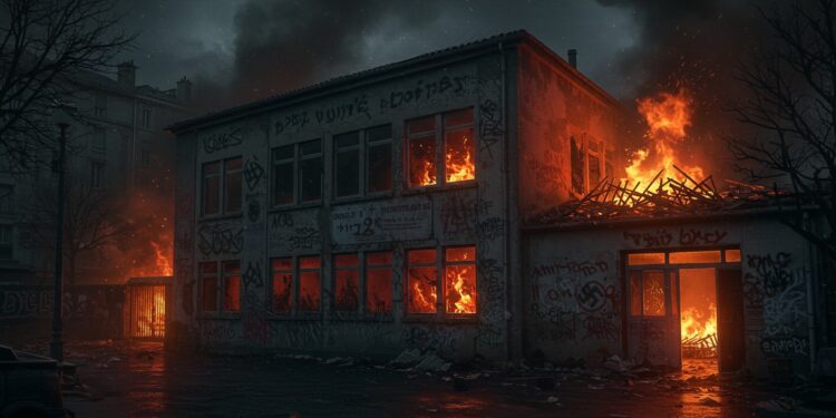 Lyon : Tags Antisémites et Incendie dans une École - Viral Mag À Lyon une école vandalisée avec des tags antisémites et des croix gammées après un début dincendie Une enquête est en cours pour identifier les responsables   Viral Mag