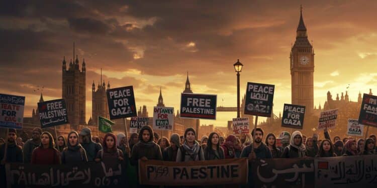 Des milliers de manifestants à Londres soutiennent Gaza dénoncent les violences et craignent une escalade au Moyen Orient Découvrez leur message   Viral Mag