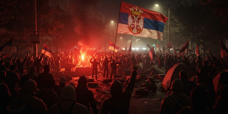 Manifestations à Belgrade : La Colère Serbe Éclate - Viral Mag Des milliers de Serbes bloquent Belgrade pour exiger des élections anticipées après une catastrophe liée à la corruption Découvrez les tensions et enjeux Viral Mag