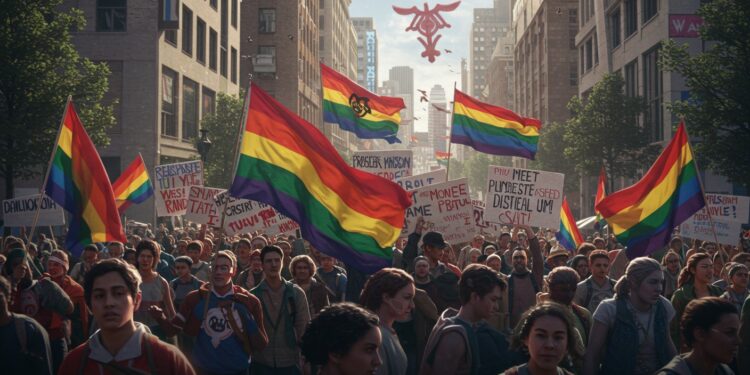 Marche des Fiertés : Polémique et Convergence des Idéologies - Viral Mag Laffiche de la Marche des Fiertés 2025 suscite la polémique avec ses messages politiques Découvrez lanalyse de cette convergence idéologique et ses enjeux Viral Mag