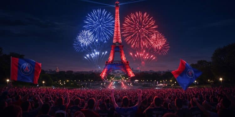 Paris explose de joie après la victoire du PSG en Ligue des Champions  feux dartifice Tour Eiffel illuminée et liesse populaire Découvrez lambiance    Viral Mag