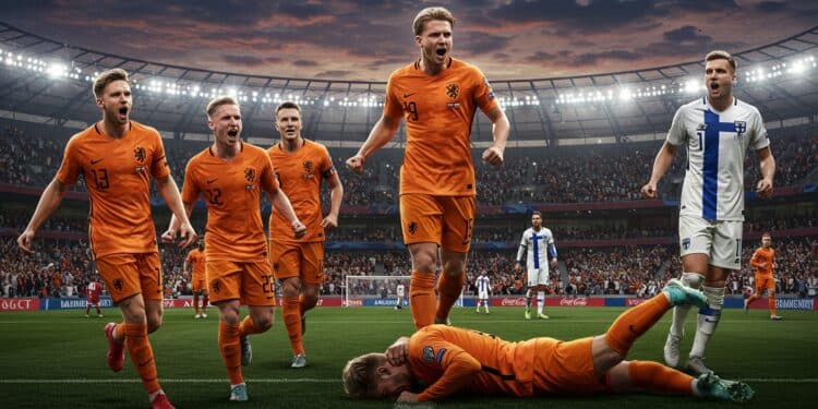 Pays-Bas : Victoire Prometteuse pour le Mondial 2026 - Viral Mag Les Pays Bas battent la Finlande 2 0 en qualifications pour la Coupe du monde 2026 grâce à Depay et Dumfries Découvrez les détails de ce succès   Viral Mag