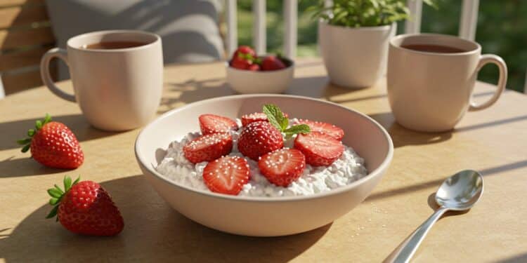 Découvrez la recette de petit déjeuner protéiné dEmily Mariko  cottage cheese fraises et sucre en 5 minutes Simple sain et savoureux    Viral Mag