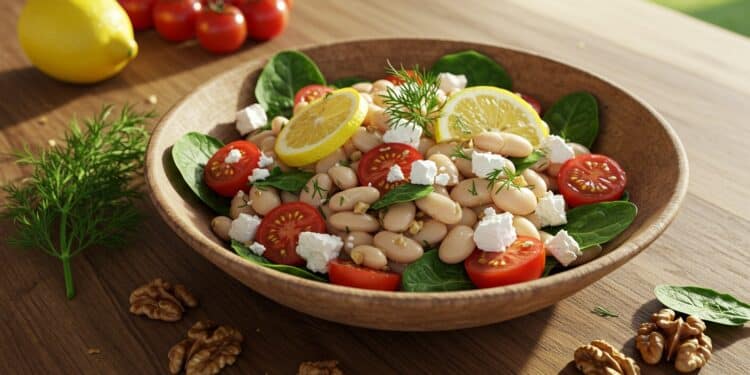 Salade de Haricots Blancs : Recette Protéinée Facile - Viral Mag Découvrez une salade de haricots blancs protéinée sans cuisson avec feta et vinaigrette citron ail Parfaite pour un repas sain et rapide    Viral Mag