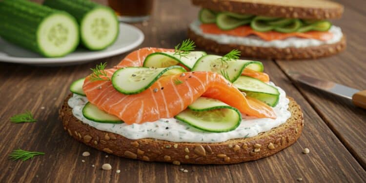 Sandwich Saumon-Concombre : Recette Facile en 10 Min - Viral Mag Découvrez un sandwich saumon concombre frais et sain prêt en 10 minutes Une recette simple riche en oméga 3 parfaite pour un déjeuner rapide    Viral Mag