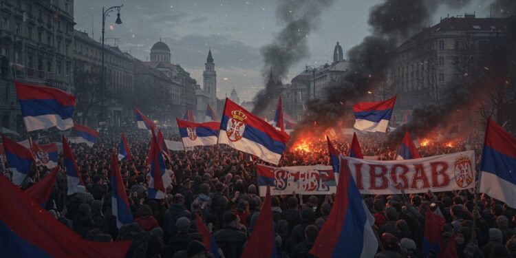 Serbie : 100 000 Manifestants Exigent des Élections - Viral Mag En Serbie plus de 100 000 personnes manifestent pour des élections anticipées défiant le gouvernement dans un mouvement étudiant historique Viral Mag