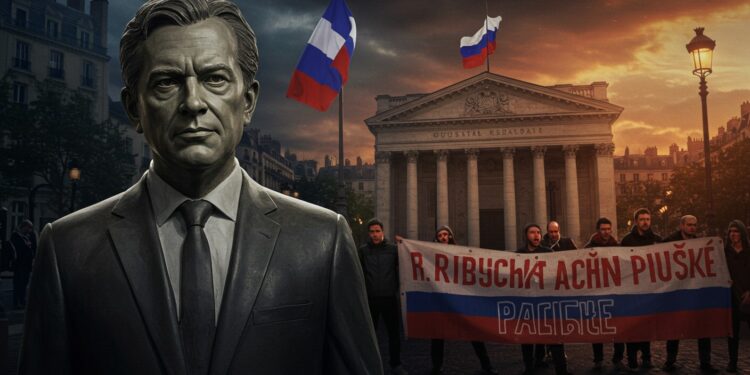 La statue de cire dEmmanuel Macron volée au Musée Grévin réapparaît devant lambassade de Russie Découvrez les dessous de cette action militante choc   Viral Mag