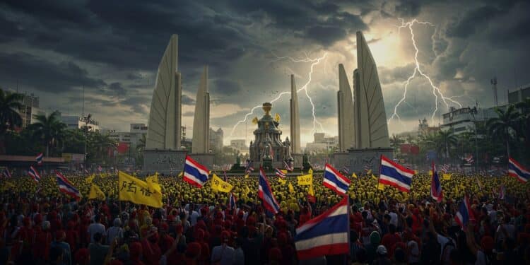 Thaïlande : Crise Politique et Manifestations - Viral Mag Des milliers de Thaïlandais exigent la démission de la Première ministre Paetongtarn Shinawatra suite à une controverse diplomatique Une crise politique secoue Bangkok Viral Mag
