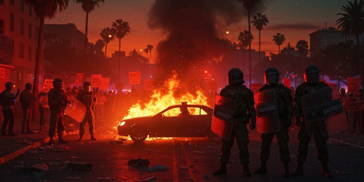 Trump Déploie la Garde Nationale à Los Angeles : Tensions Explosives - Viral Mag Trump envoie la Garde nationale à Los Angeles face à des manifestations contre les expulsions de migrants défiant le gouverneur Analyse des enjeux et risques   Viral Mag