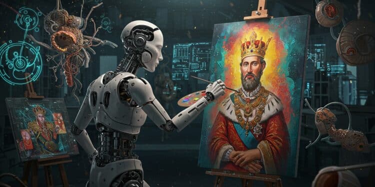 Ai Da robot peintre dévoile un portrait du roi Charles III et suscite le débat sur lIA dans lart Découvrez son impact éthique et créatif   Viral Mag