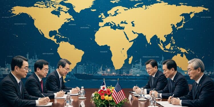 Corée du Sud et USA : Négociations Cruciales sur les Douanes - Viral Mag La Corée du Sud négocie avec les USA pour éviter des droits de douane de 25 Une réunion clé est prévue avant la date limite du 1er août   Viral Mag