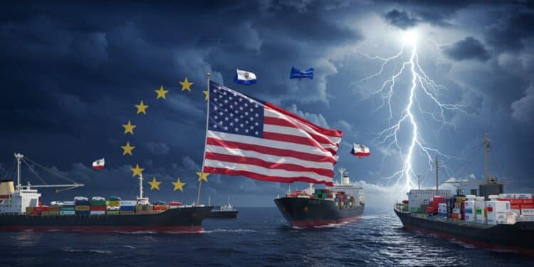 Droits de Douane US : Impact sur l’Europe - Viral Mag Les droits de douane US menacent lEurope Irlande Allemagne France qui sera le plus touché Analyse des secteurs en danger Viral Mag