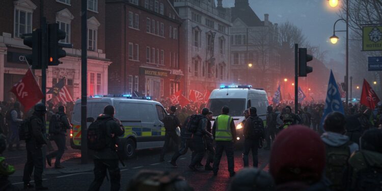 Epping : Tensions et Polémiques autour des Migrants - Viral Mag À Epping la police escorte des militants pro migrants provoquant des heurts Découvrez les causes et implications de ces tensions Lisez larticle Viral Mag