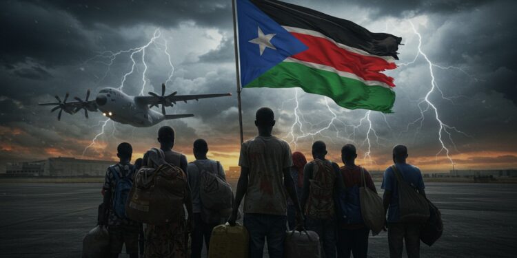 Expulsions de Migrants : Une Nouvelle Ère aux États-Unis - Viral Mag Les États Unis expulsent huit migrants vers le Soudan du Sud marquant une politique migratoire stricte Découvrez les implications de cette décision controversée Viral Mag