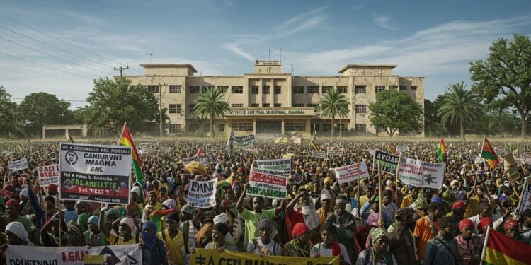 Gambie : La Colère Populaire Contre la Corruption - Viral Mag En Gambie des milliers de manifestants dénoncent la corruption et la mauvaise gouvernance sous Adama Barrow Découvrez les raisons de leur colère   Viral Mag