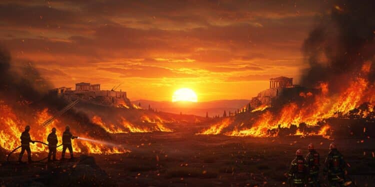 Grèce : Incendies et Canicule Dévastent le Pays - Viral Mag La Grèce lutte contre des incendies attisés par une canicule extrême Découvrez lampleur de la crise et les efforts pour y faire face   Viral Mag