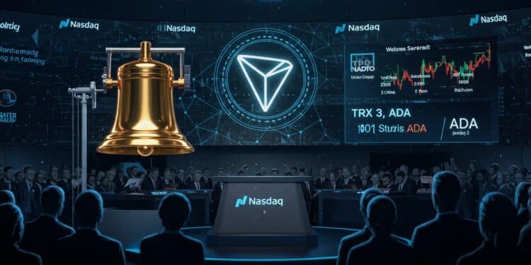 Justin Sun au Nasdaq : TRX Dépasse ADA en Capitalisation - Viral Mag Justin Sun célèbre le lancement de TRON Inc au Nasdaq TRX dépasse Cardano en capitalisation boursière Analyse et perspectives du marché crypto   Viral Mag