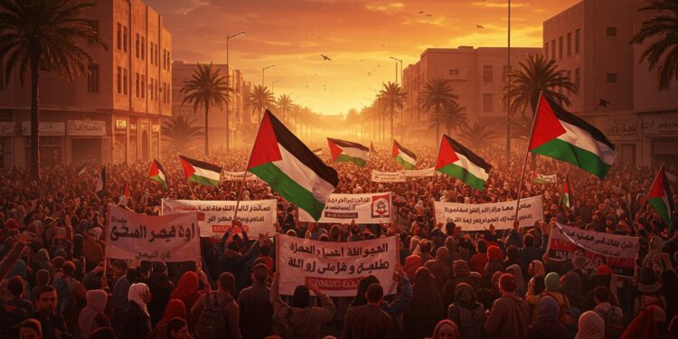 Des milliers de Marocains protestent à Rabat contre la crise à Gaza et la normalisation avec Israël Découvrez leur message vibrant   Viral Mag