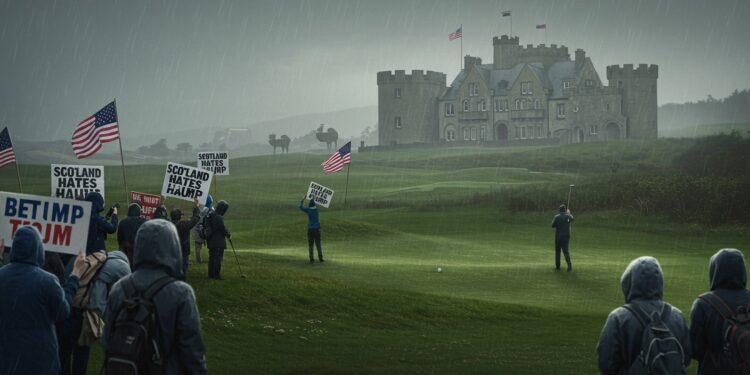 Manifestations En Écosse Contre La Visite De Trump - Viral Mag En Écosse des manifestations éclatent contre la visite de Donald Trump occupé à jouer au golf Découvrez les tensions et les enjeux de ce séjour controversé   Viral Mag