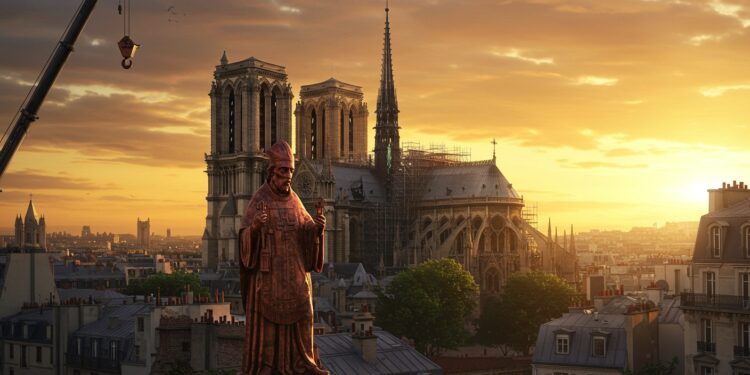 Notre-Dame : La Flèche Retrouve Sa Splendeur - Viral Mag Six ans après lincendie la flèche de Notre Dame accueille sa dernière statue Saint Thomas Découvrez lémouvante restauration dun symbole culturel   Viral Mag
