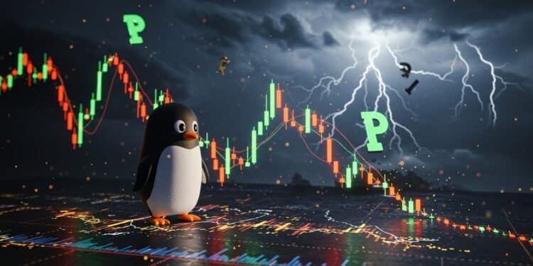 PENGU a explosé de 500  en un mois mais des signaux techniques suggèrent un essoufflement Découvrez les indices dun possible retournement de tendance   Viral Mag