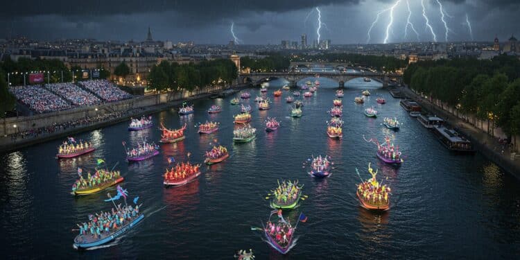 Pluie et JO 2024 : Le Défi de la Cérémonie d’Ouverture - Viral Mag La pluie a bouleversé la cérémonie douverture des JO de Paris 2024 Découvrez comment les organisateurs ont surmonté ces défis pour offrir un spectacle mémorable   Viral Mag