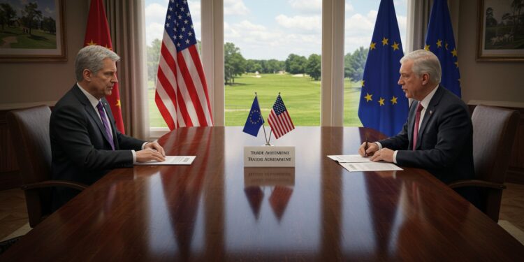 Rencontre Décisive : Trump et von der Leyen Négocient - Viral Mag Une rencontre cruciale entre von der Leyen et Trump en Écosse pour éviter des taxes douanières LUE vise un accord commercial avant le 1er août   Viral Mag
