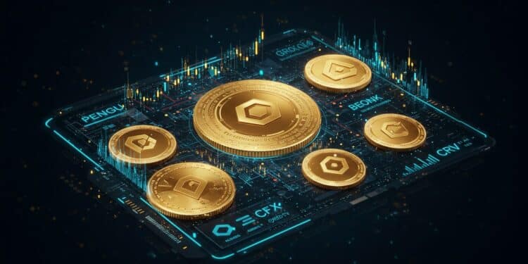 Top 5 Cryptos Gagnantes de Juillet 2025 : Les Stars du Marché - Viral Mag Découvrez les cryptomonnaies qui ont brillé en juillet 2025  PENGU CFX BONK ENA et CRV Analyse des tendances et opportunités pour août    Viral Mag