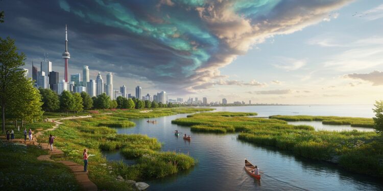 Toronto Réhabilite une Zone Industrielle contre les Inondations - Viral Mag Toronto transforme une zone industrielle en rempart naturel contre les inondations un projet de 14 milliard $ pour un avenir durable   Viral Mag